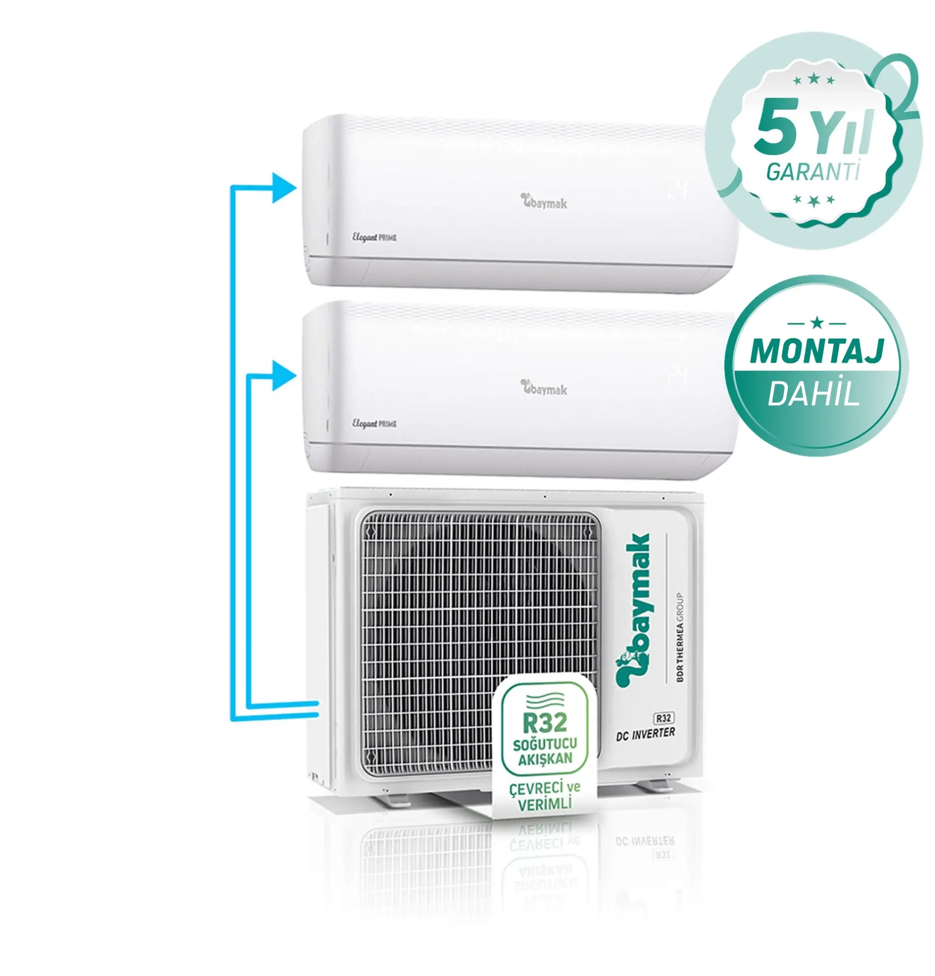 Baymak Elegant Prıme Multı 18 - 1''x2 A++ (2 Girişli) Dış Ünite
